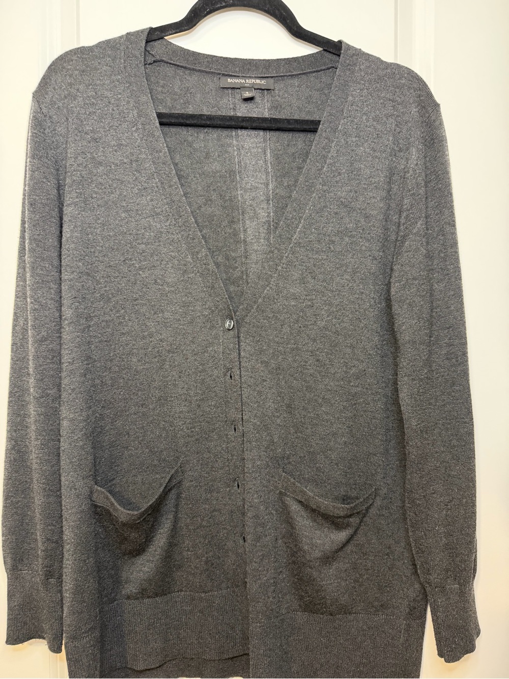 Banana Republic Gray V Neck Button Front Cardigan Fall Classic Timeless